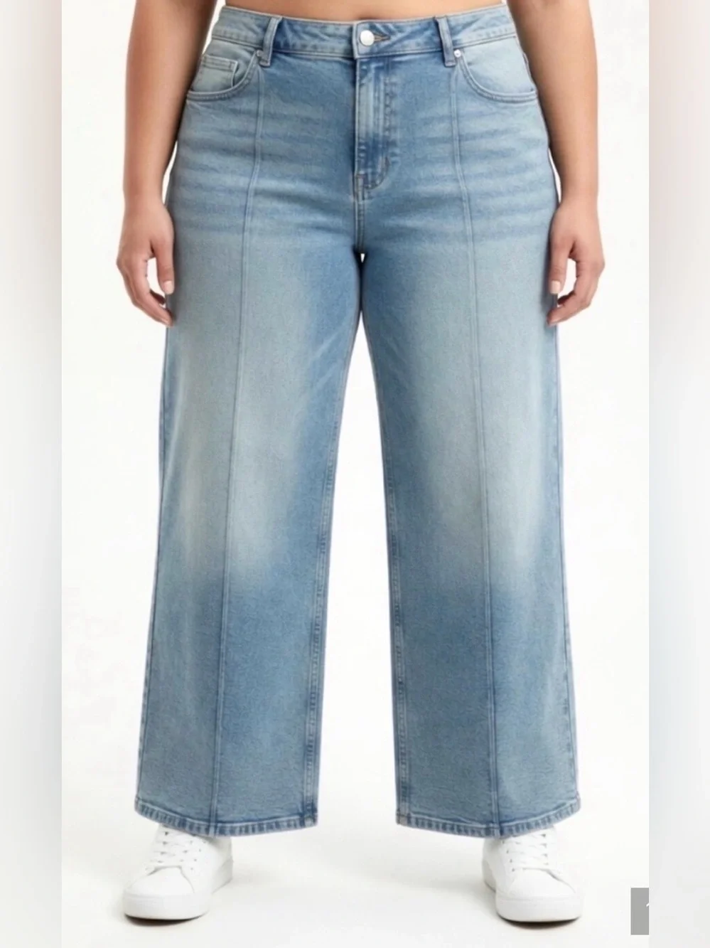 Michael Kors Carmen Wide Leg High Rise Womens Light Blue Jeans Plus Size 16W NWT